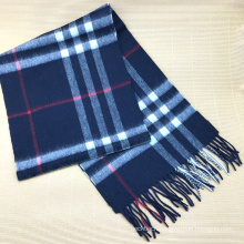 Best Quality Navy White Plaid Cashmere Scarf Men